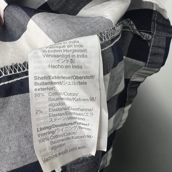 J. Crew Navy Blue Checkered Plaid Gingham Cotton Maxi Dress Size 8 - Picture 7 of 9